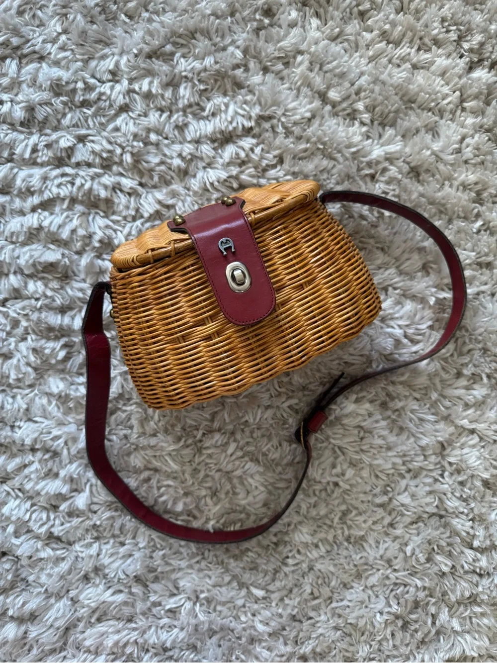 Vintage 1980s Etienne Aigner Woven Fishing Basket